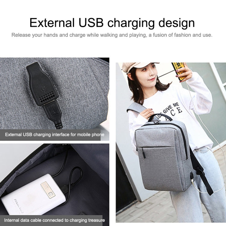 POFOKO Casual Business Backpack Large Capacity Waterproof Oxford Fabric with External USB Charging Design for 15.6 Inch Laptops