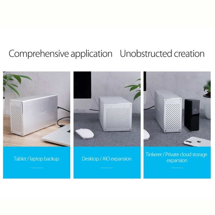 ORICO Honeycomb Series WS400C3 SATA 3.5 inch 40TB USB-C / Type-C 4 Bay Aluminum Alloy HDD / SSD Enclosure, USB-C / Type-C 4 Bays