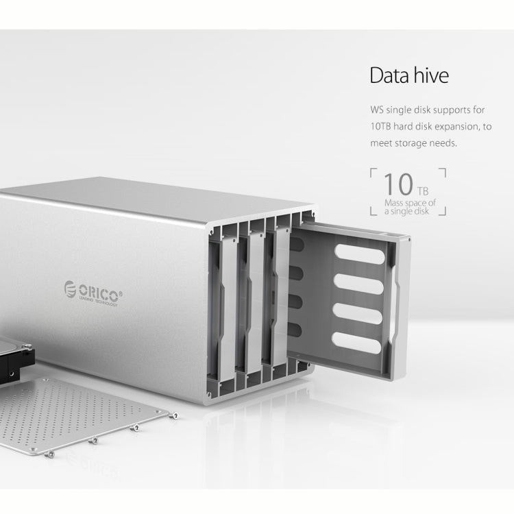 ORICO Honeycomb Series WS500RU3 SATA 3.5 Inch 50TB USB 3.0 5-Bay Aluminum Alloy HDD/SSD Enclosure with RAID, USB 3.0 5 Bays with RAID