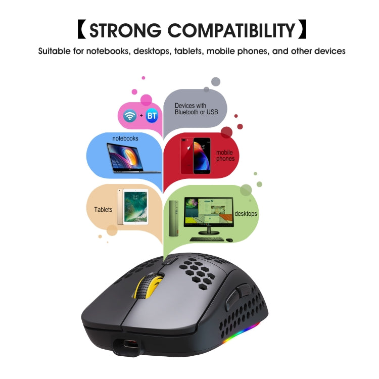 Souris gaming sans fil HXSJ T90 RGB - Performance optimale