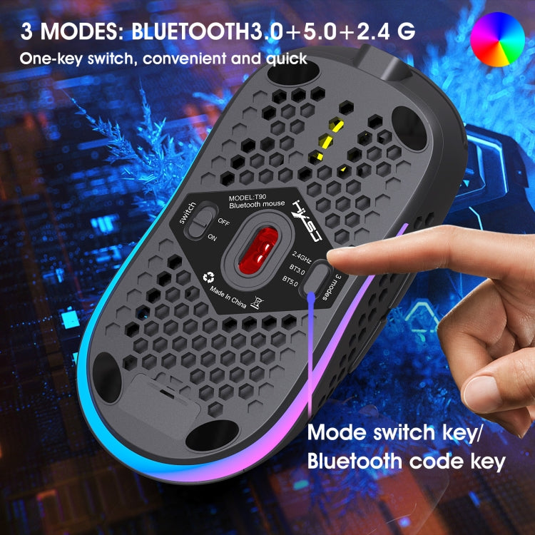 Souris gaming sans fil HXSJ T90 RGB - Performance optimale