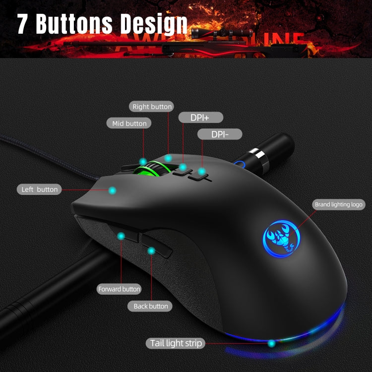 Souris Gaming HXSJ A883 RGB 6400DPI Filaire Professionnelle