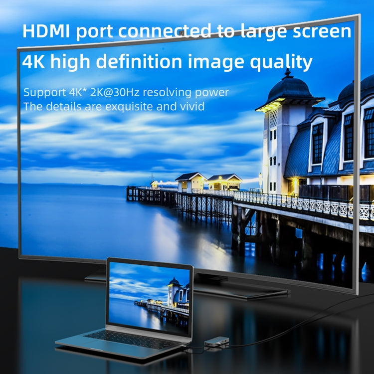 BL10V 10-in-1 USB-C/Type-C to RJ45 + VGA + HDMI + 3.5mm AUX + SD/TF Card Slot + PD USB-C/Type-C + USB 3.0 + 2 USB 2.0 Ports Docking Station HUB, BL10V