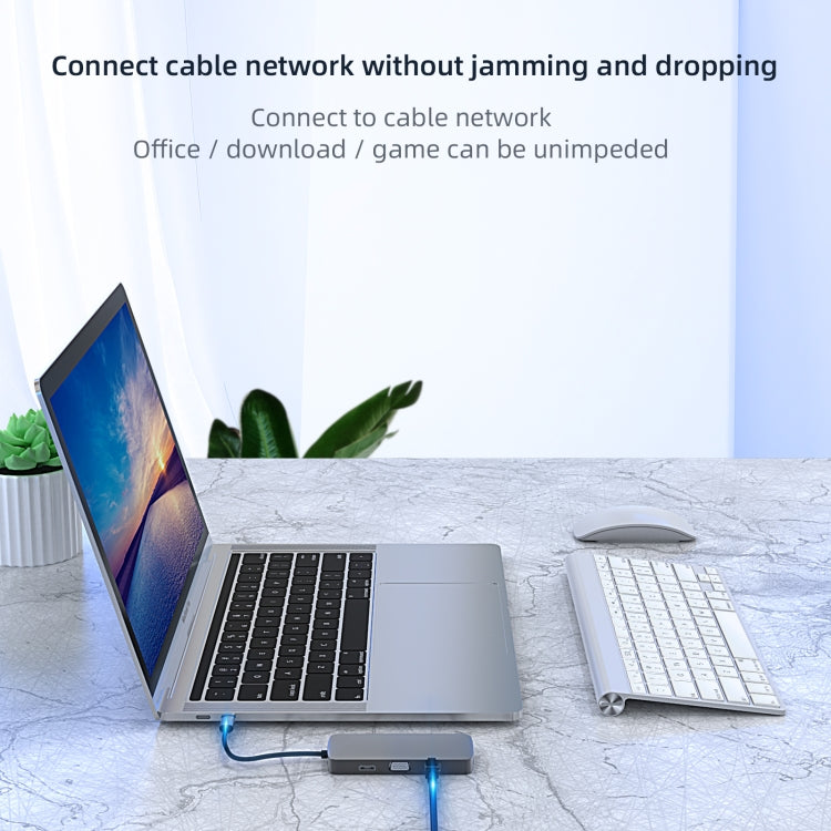 BL10V 10-in-1 USB-C/Type-C to RJ45 + VGA + HDMI + 3.5mm AUX + SD/TF Card Slot + PD USB-C/Type-C + USB 3.0 + 2 USB 2.0 Ports Docking Station HUB, BL10V