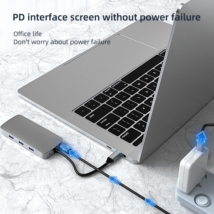 BL10V 10-in-1 USB-C/Type-C to RJ45 + VGA + HDMI + 3.5mm AUX + SD/TF Card Slot + PD USB-C/Type-C + USB 3.0 + 2 USB 2.0 Ports Docking Station HUB, BL10V