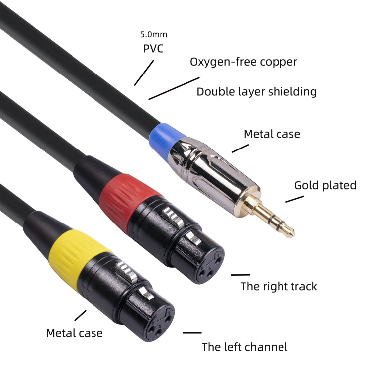 TC194BUXK107YR-30 3.5mm Male to Dual XLR Female Audio Cable, 3.5mm Male to Dual XLR Female