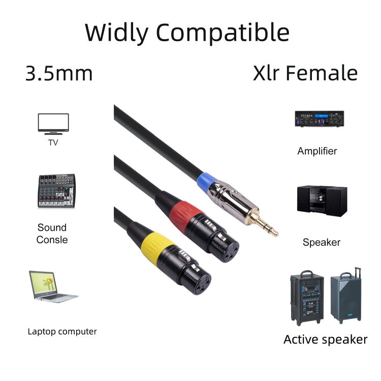 TC194BUXK107YR-30 3.5mm Male to Dual XLR Female Audio Cable, 3.5mm Male to Dual XLR Female