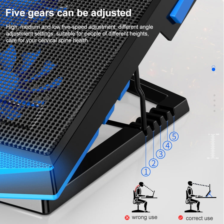 Gaming laptop cooling pad with 5