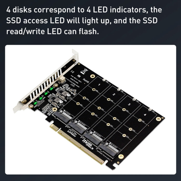 PH44 NVME 4-disk array card, PCI-E signal split array card