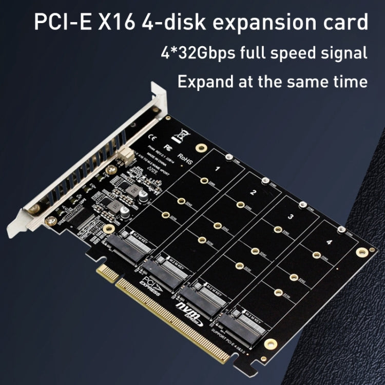 PH44 NVME 4-disk array card, PCI-E signal split array card