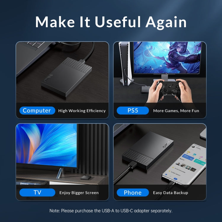 Boîtier de disque dur USB-C 2,5" ORICO pour PC Gaming