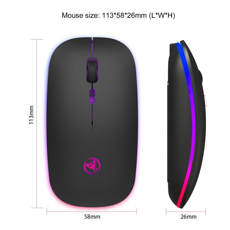HXSJ T18 2.4GHZ 1600dpi Dual Mode Luminous USB + Bluetooth 5.1 Rechargeable Wireless Mouse