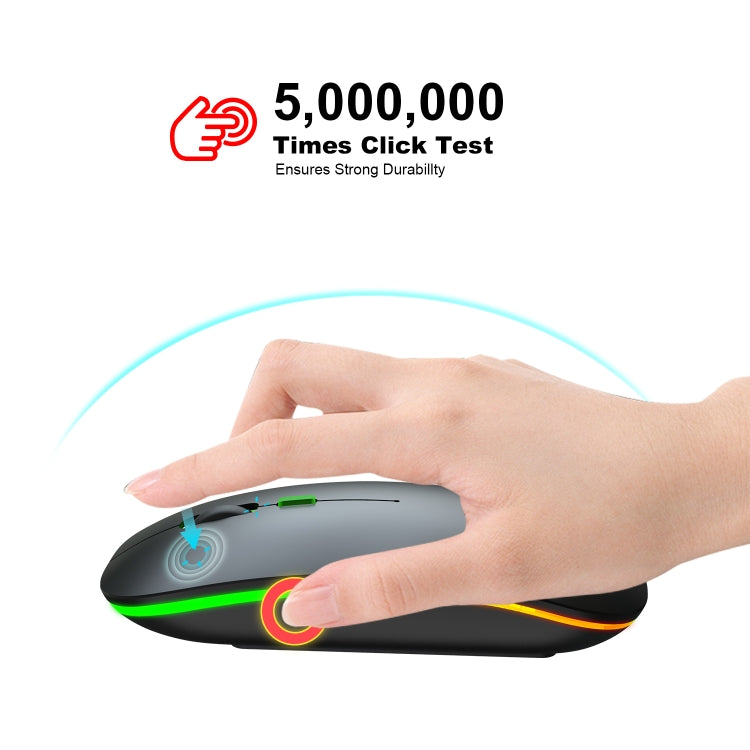 HXSJ T18 2.4GHZ 1600dpi Dual Mode Luminous USB + Bluetooth 5.1 Rechargeable Wireless Mouse