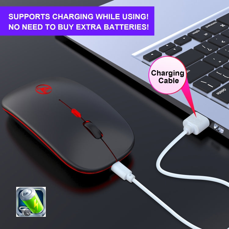 HXSJ T18 2.4GHZ 1600dpi Dual Mode Luminous USB + Bluetooth 5.1 Rechargeable Wireless Mouse