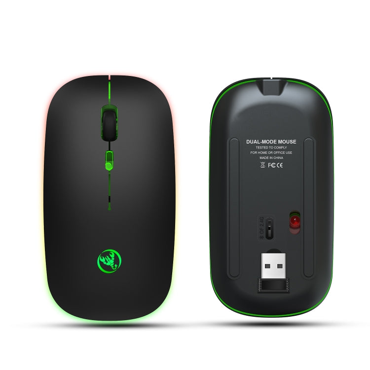 HXSJ T18 2.4GHZ 1600dpi Dual Mode Luminous USB + Bluetooth 5.1 Rechargeable Wireless Mouse