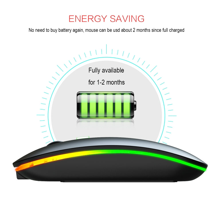 HXSJ T18 2.4GHZ 1600dpi Dual Mode Luminous USB + Bluetooth 5.1 Rechargeable Wireless Mouse