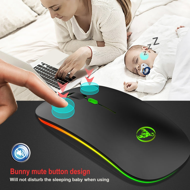 HXSJ T18 2.4GHZ 1600dpi Dual Mode Luminous USB + Bluetooth 5.1 Rechargeable Wireless Mouse