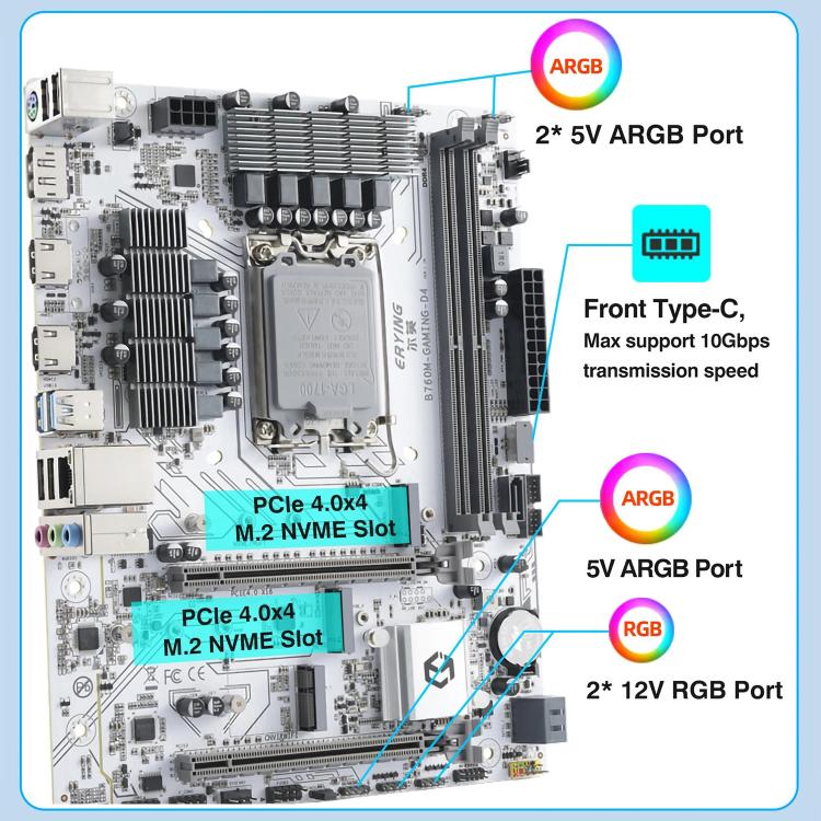 B760M Gaming M-ATX DDR4 Motherboard for DIY PC