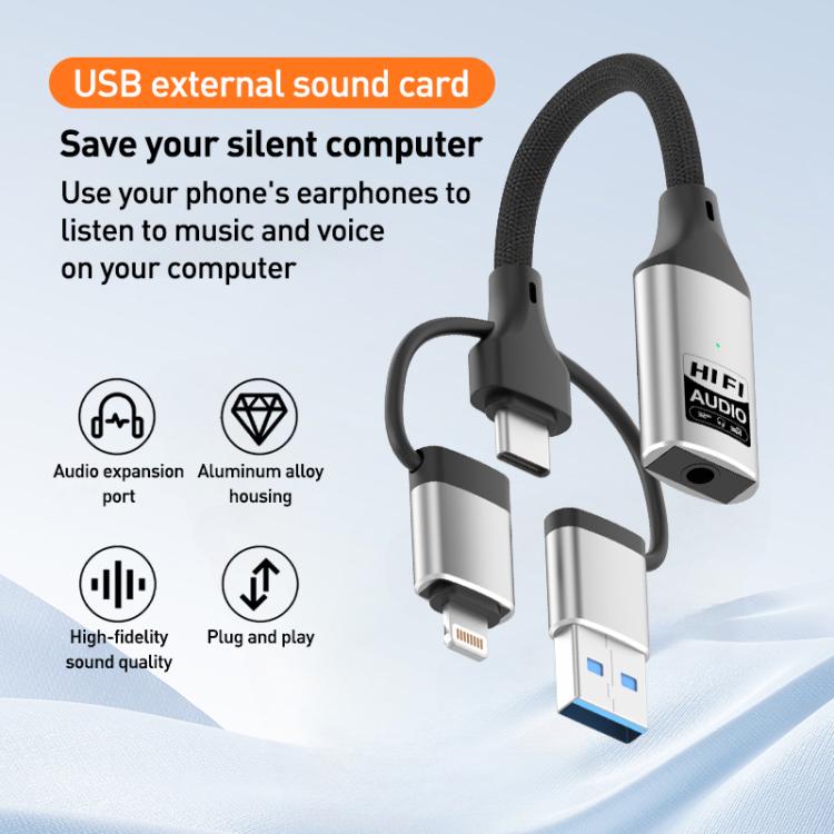 3-in-1 External Sound Card for PC - Optimal Connectivity