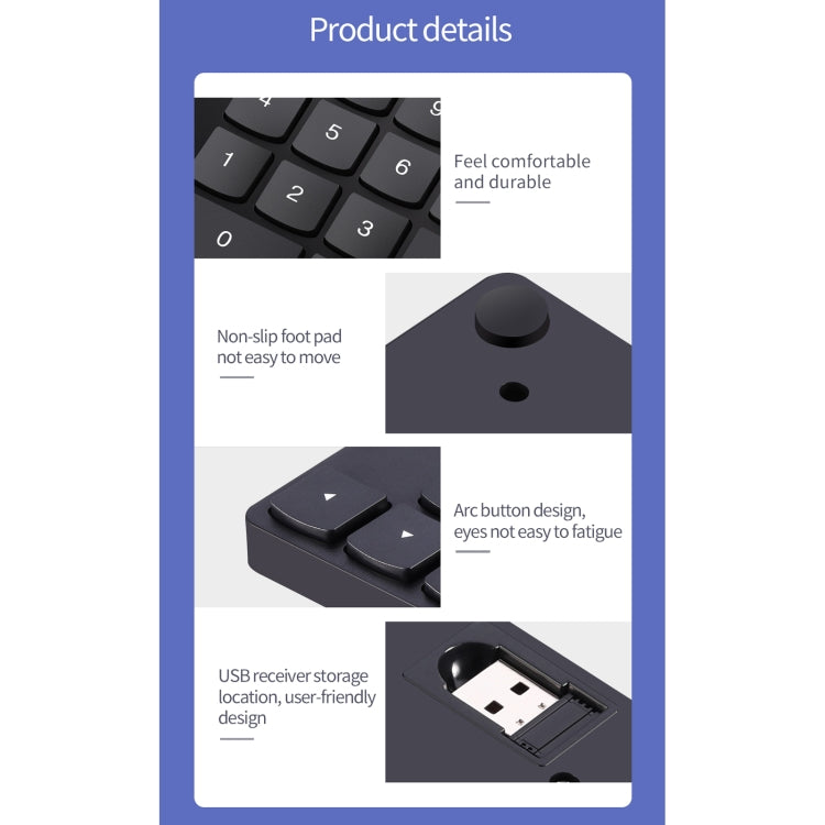 Clavier Numérique Sans Fil Ultra-Mince pour PC Gaming