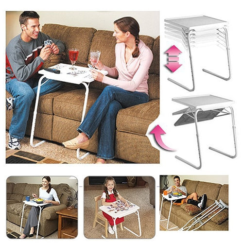 Steel tube support with plastic cushion, versatile folding and lifting laptop table, adjustable height: 53-74cm, adjustable angle: 30 degrees / 60 degrees / 90 degrees / 180 degrees, Adjustable Height: 53-74cm