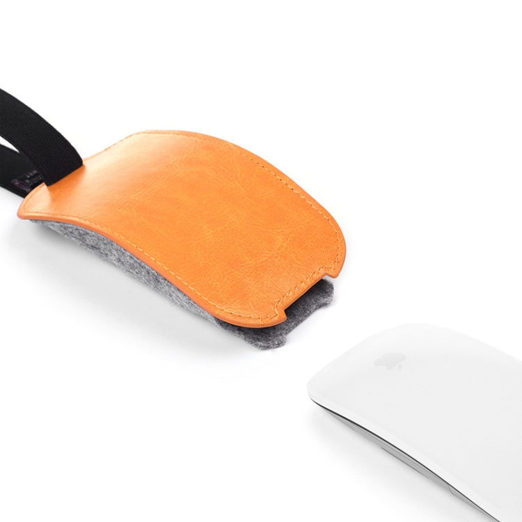 Elastic PU Leather Felt Fur Storage Bag for Apple Magic Mouse 2, European Style