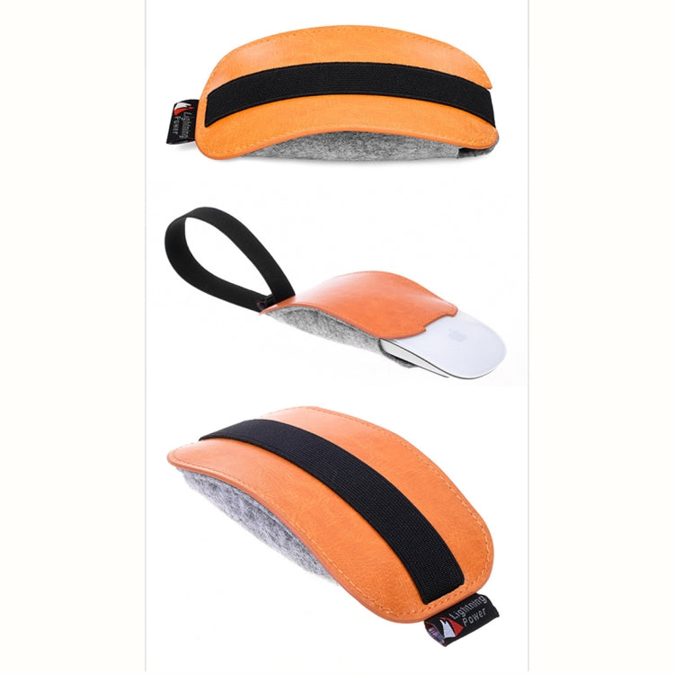 Elastic PU Leather Felt Fur Storage Bag for Apple Magic Mouse 2, European Style