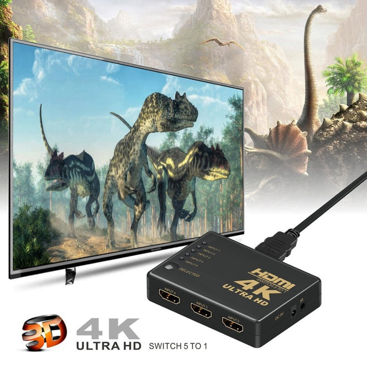 Commutateur HDMI 4K ZMT-968885 avec télécommande, 5 entrées