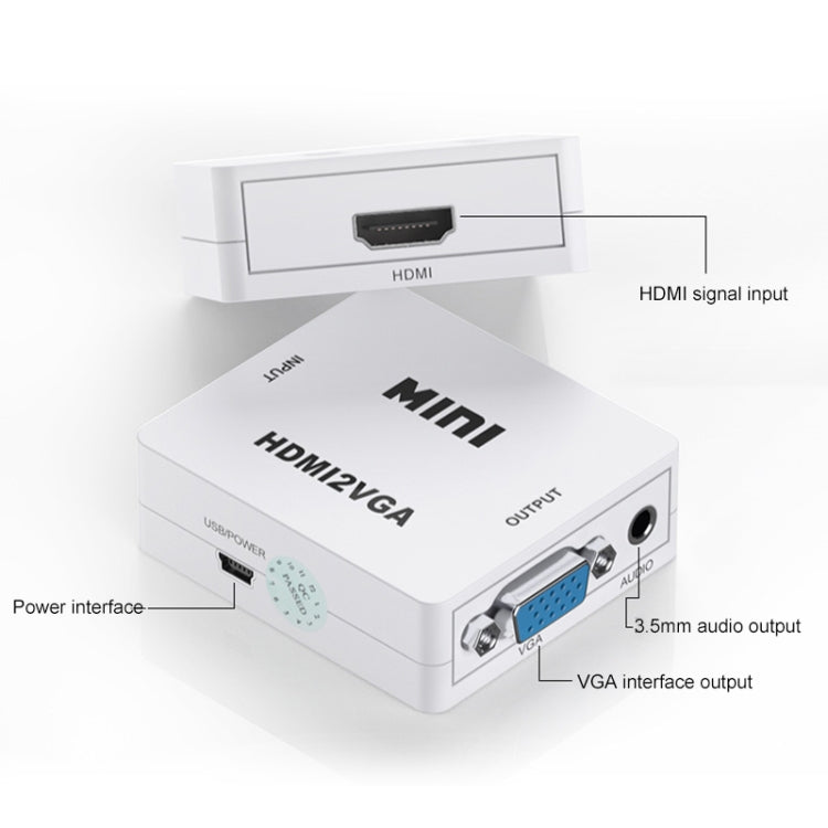 Convertisseur Mini HDMI vers VGA pour PC et Gaming
