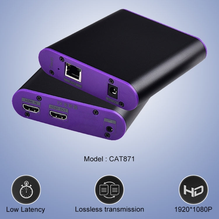 Extension HDMI CAT871 (récepteur et émetteur) sur câble CAT5e/CAT6 avec IR, distance de transmission : 120 m, CAT871