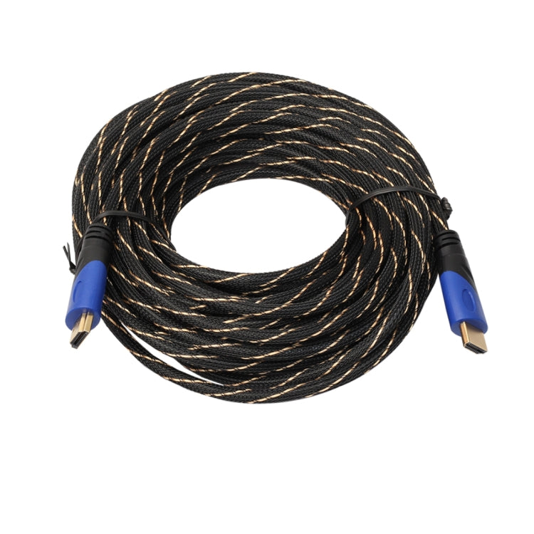 15m HDMI 1.4 Version 1080P Woven Net Blue-Black Line Male to Male HDMI Audio Video Adapter Cable, Length: 15m