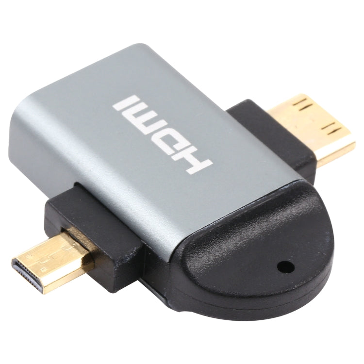 2-in-1 Gold-Plated Head Adapter Mini HDMI Male + Micro HDMI Male to HDMI Female, Mini HDMI Male+Micro HDMI Male to HDMI Female