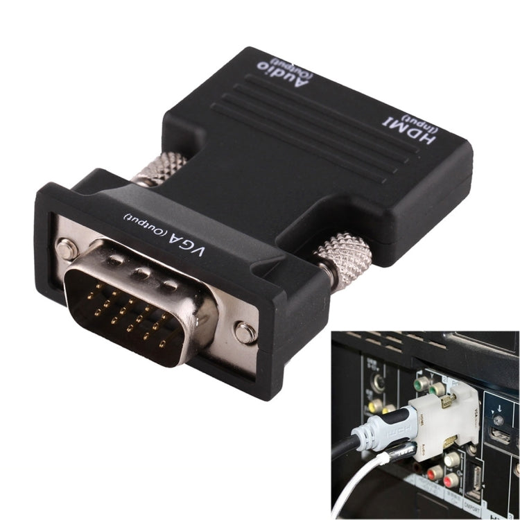 HDMI Female to VGA Male Converter Adapter with Audio Output for Projector, Monitor, TV, HDMI to VGA+Audio