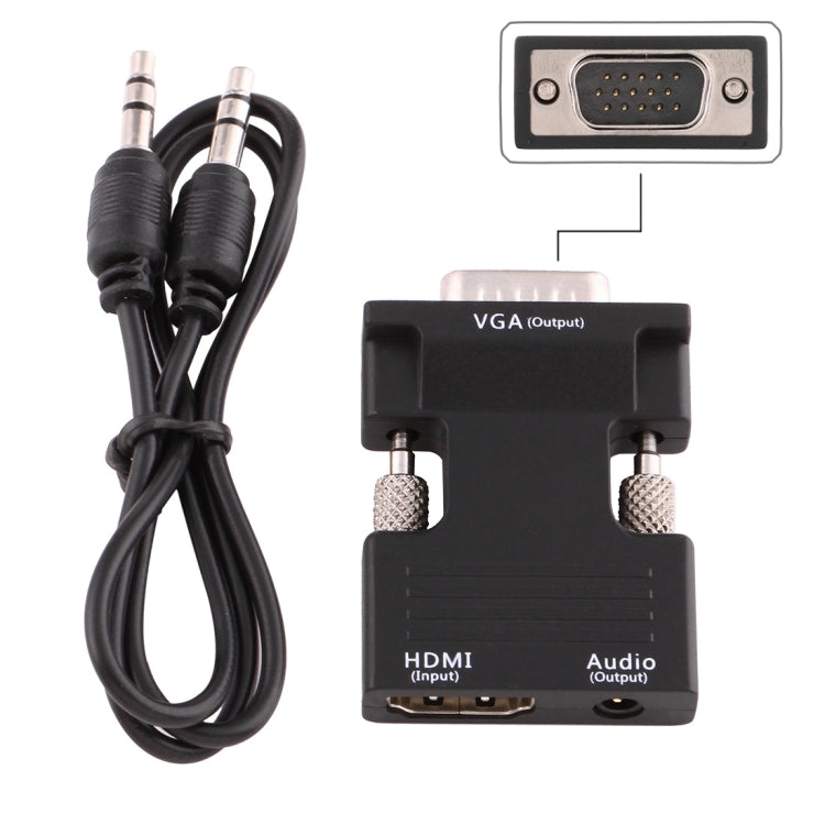 HDMI Female to VGA Male Converter Adapter with Audio Output for Projector, Monitor, TV, HDMI to VGA+Audio
