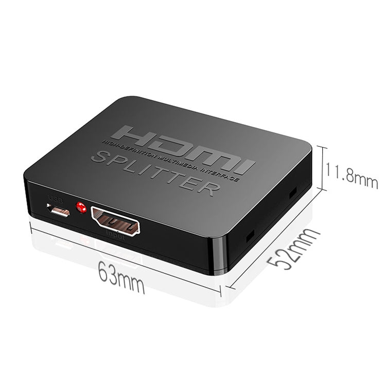 Mini HDMI 1x2 Splitter Amplifier, supports 3D and 4K x 2K