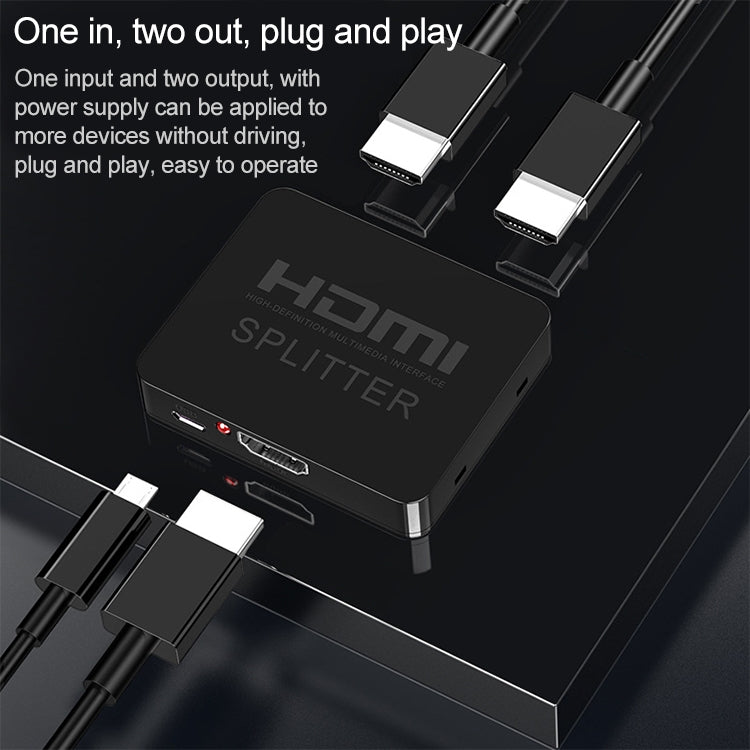 Mini HDMI 1x2 Splitter Amplifier, supports 3D and 4K x 2K