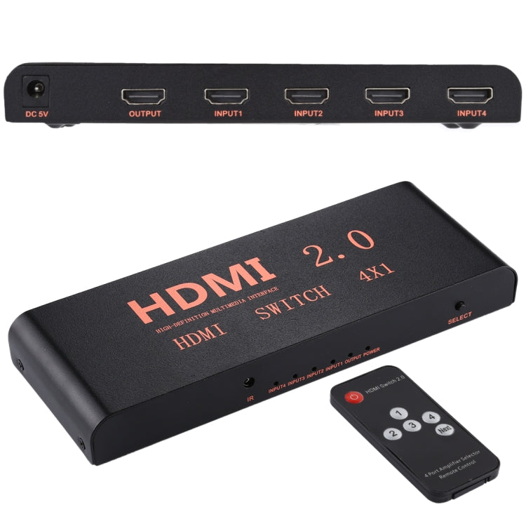 HDMI 2.0 Switch 4X1 4K@60Hz with remote control, EU plug, 4X1