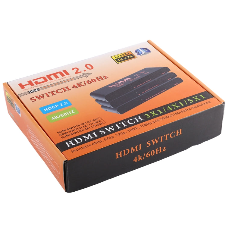 HDMI 2.0 Switch 4X1 4K@60Hz with remote control, EU plug, 4X1