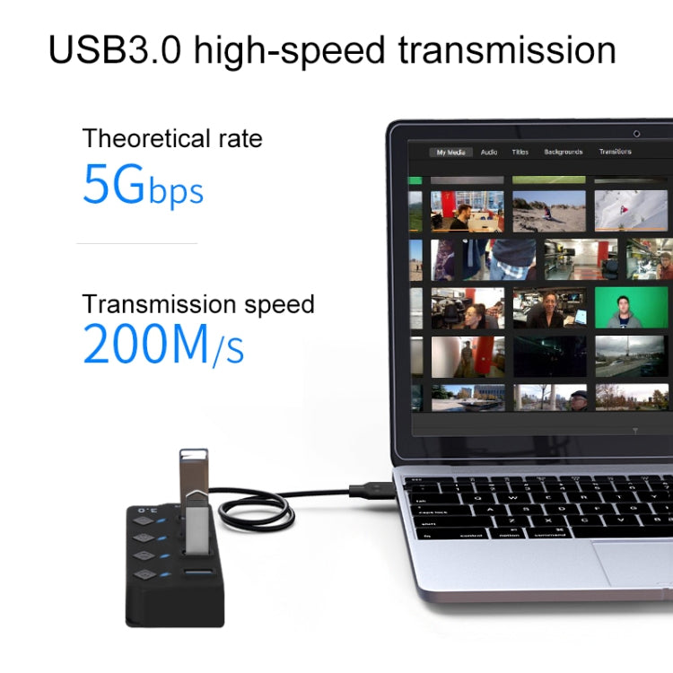 Répartiteur USB 3.0 Onten 5301 pour PC avec interrupteur