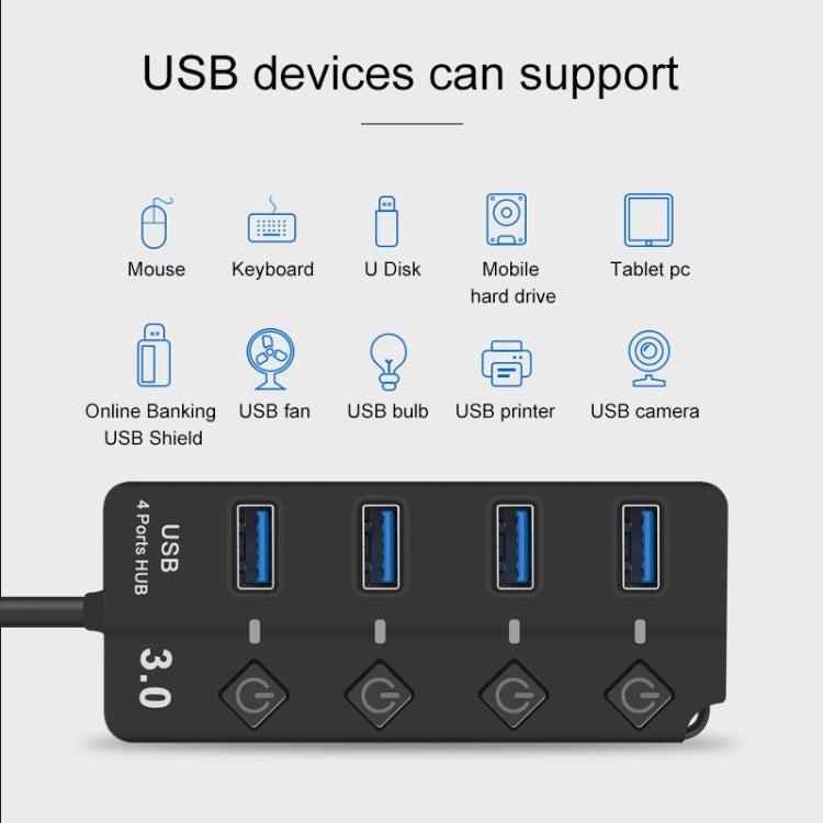 Répartiteur USB 3.0 Onten 5301 pour PC avec interrupteur
