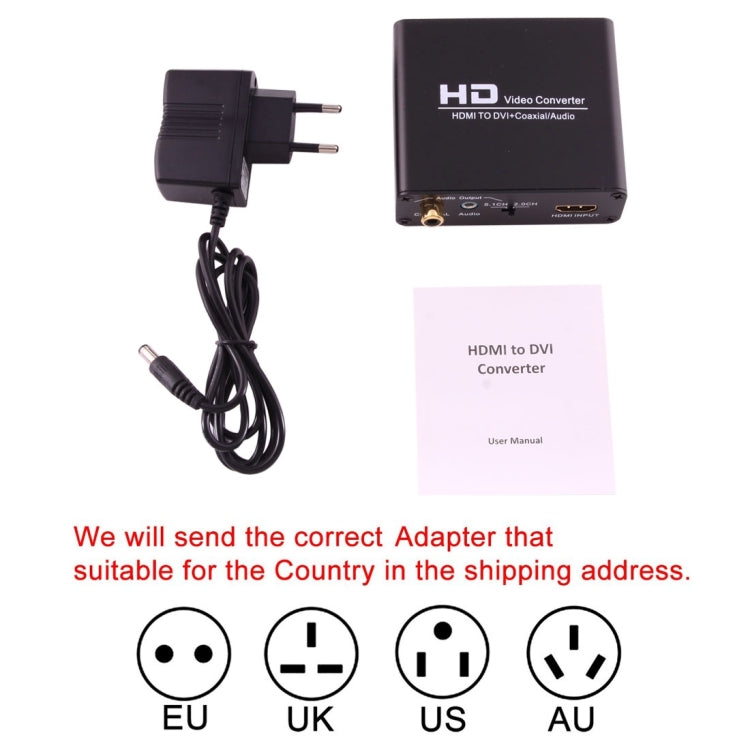 NEWKENG X5 HDMI to DVI with 3.5mm Coaxial Audio Output Video Converter, X5 HDMI to DVI with Audio