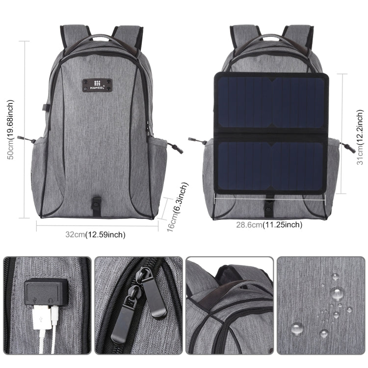 Sac à dos solaire portable pour PC avec sortie USB 2.1A