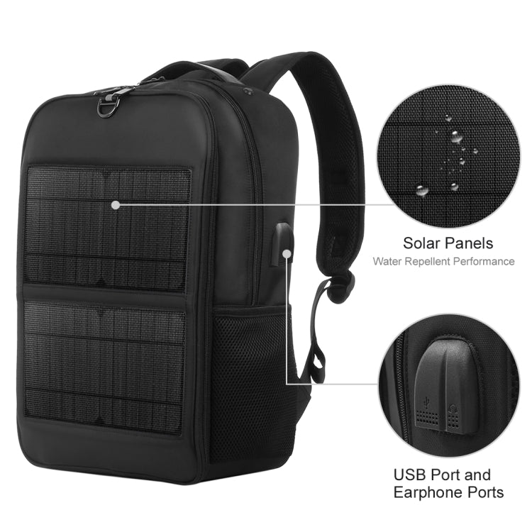 HAWEEL 14W Solar Panel Laptop Backpack with Handle and USB 5V/2.1A Max Charging Port, 14W Backpack 2