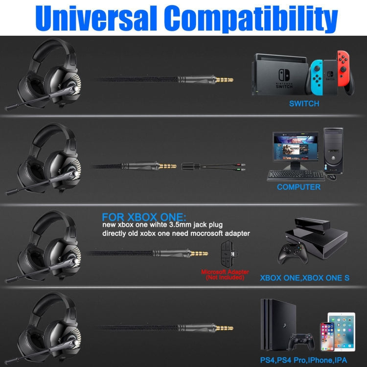 Casque Gaming ONIKUMA K6 avec Micro, Bass et Lumières RVB