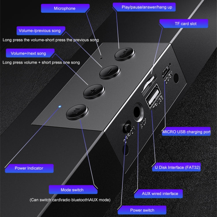 YINDIAO A36 Bluetooth 5.0 caisson de basses intelligent ordinateur haut-parleur Bluetooth sans fil, Version de mise à niveau Bluetooth, Bluetooth Upgrade Version(Black), Bluetooth Upgrade Version(Grey)
