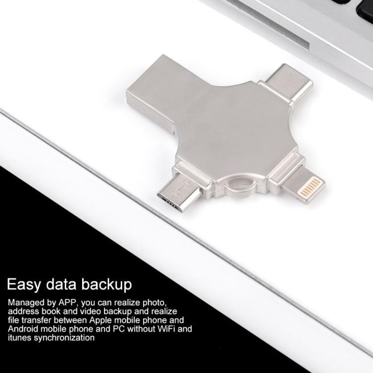 Disque Flash 128 Go 4 en 1 : USB-C, Micro USB, USB 3.0