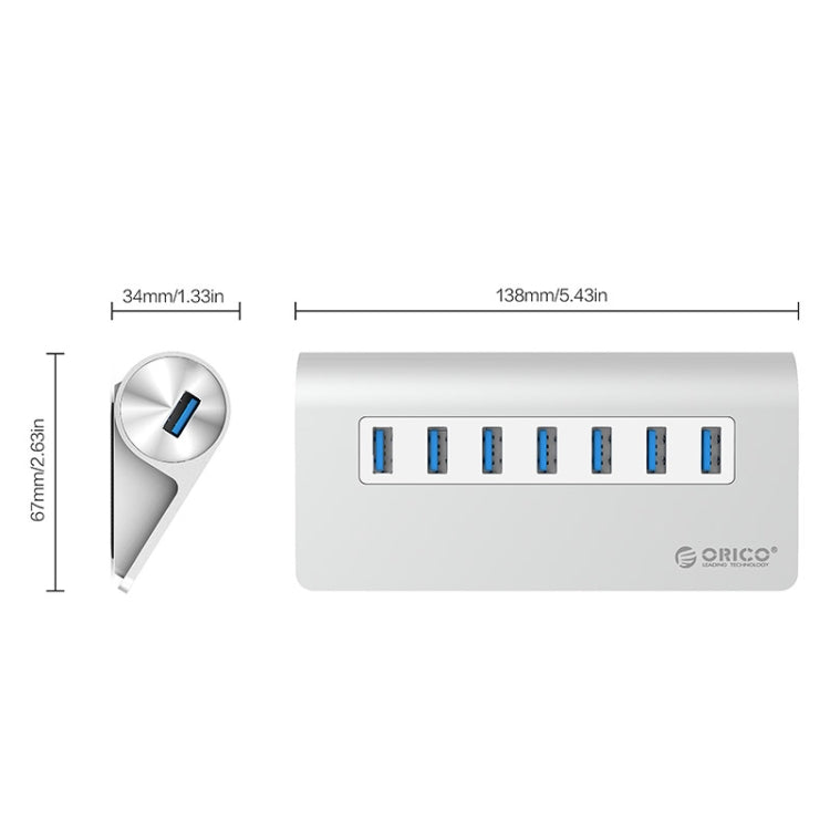 HUB USB 3.0 ORICO M3H7-V1 pour PC avec 7 ports et 30 W