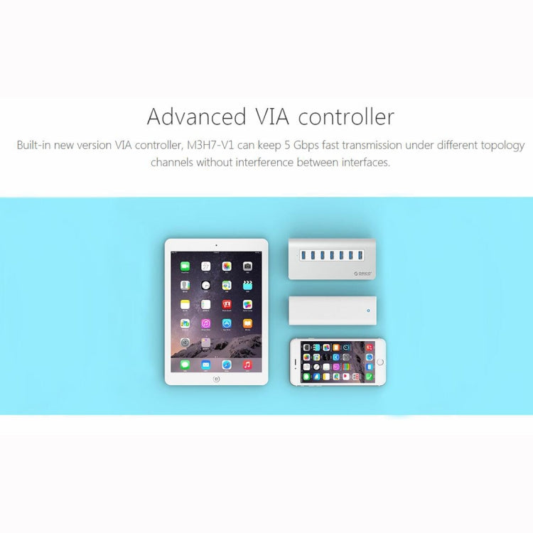 HUB USB 3.0 ORICO M3H7-V1 pour PC avec 7 ports et 30 W