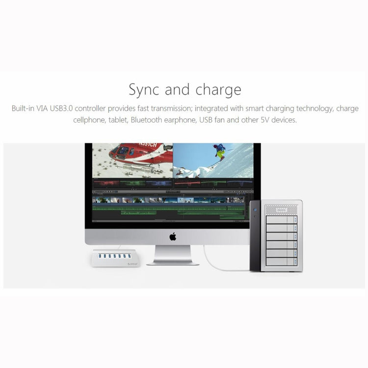 HUB USB 3.0 ORICO M3H7-V1 pour PC avec 7 ports et 30 W