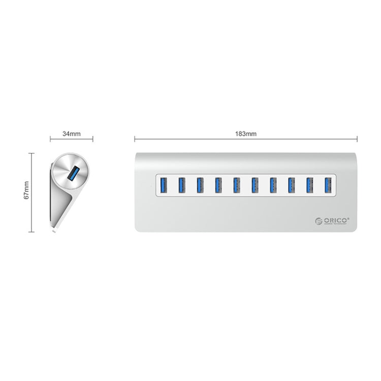 HUB USB 3.0 10 Ports Aluminium pour PC et Gaming - ORICO